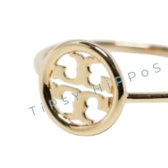 NEW!  Tory Burch Gold Miller Delicate Logo Ring - SIZE 8 - Picture 4 of 5